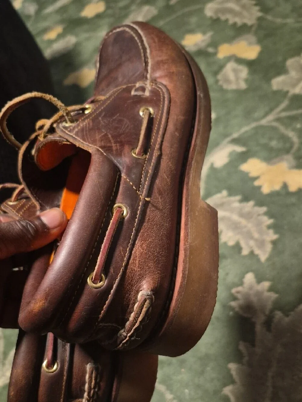 Timberland Dark Brown Leather Moc Toe Boat Shoes
